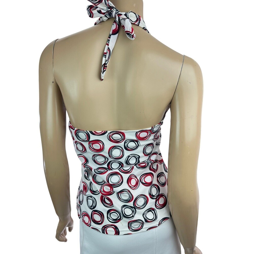 Cole of California Tankini Swim Top Halter White w/ Black/Red Circle Pattern - Picture 3 of 4